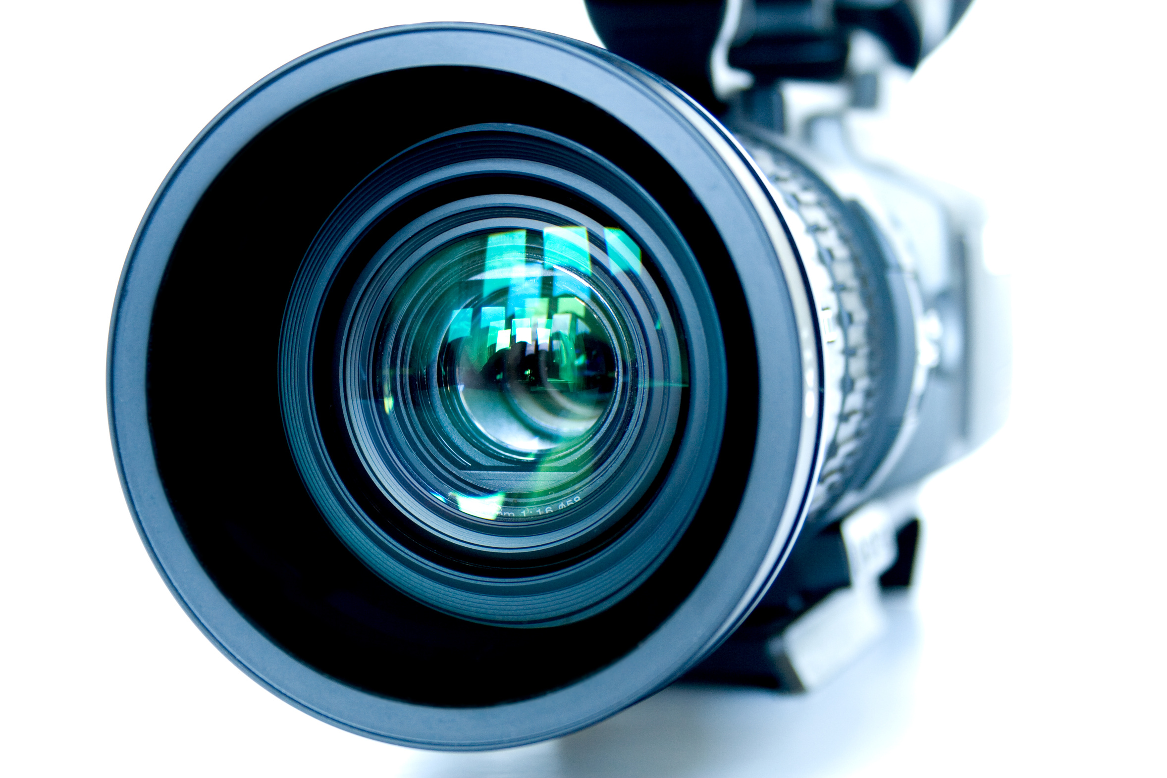 Close-up of video camera lens